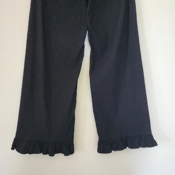 Antropologie Maeve The Colette Magic Fabric Ruffle Hem Crop Wide-Leg Pants Sz 25